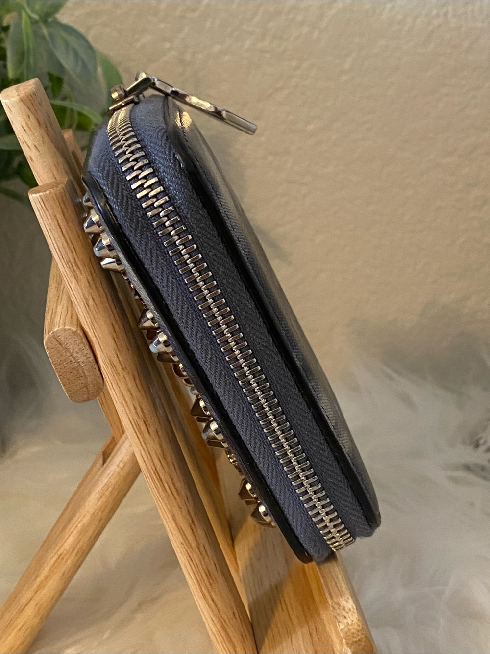 Christian Louboutin Panettone Denim look leather Studded coin purse wallet - Picture 7 of 13